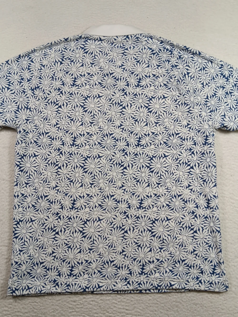 J Crew Oarsman Shirt Mens Size XL Blue Terry Cloth Polo Floral Nautical Golf